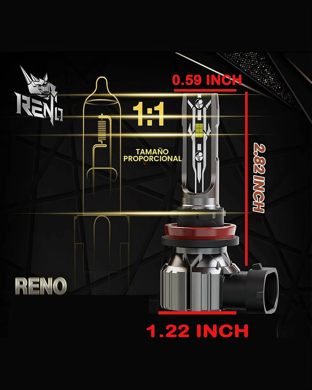 Bombilla RENO H11, luces antiniebla H11 de 6500K, blanca, sin venti...
