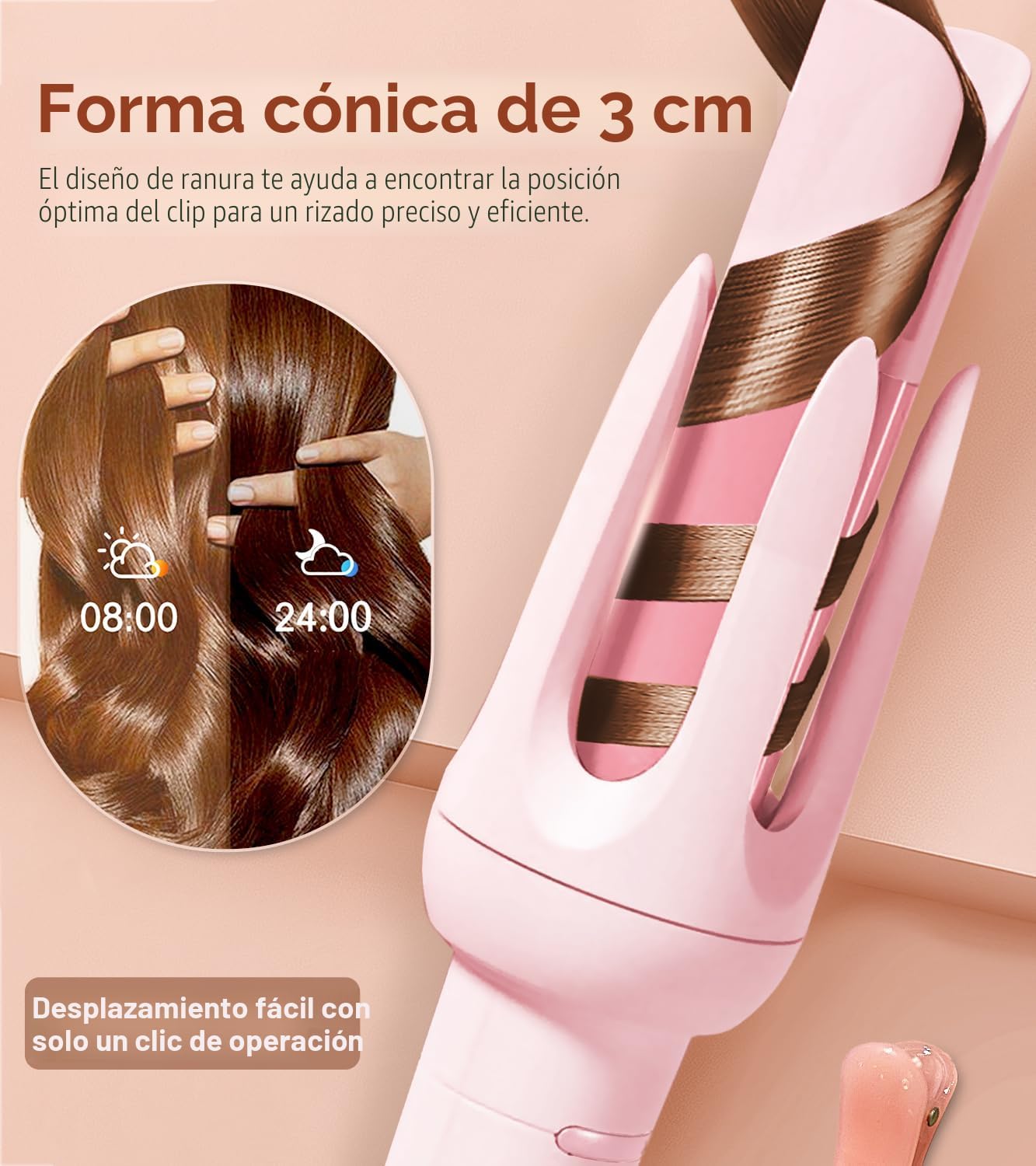 Rizador de pelo automático, rizador automático con 4 temperaturas y...