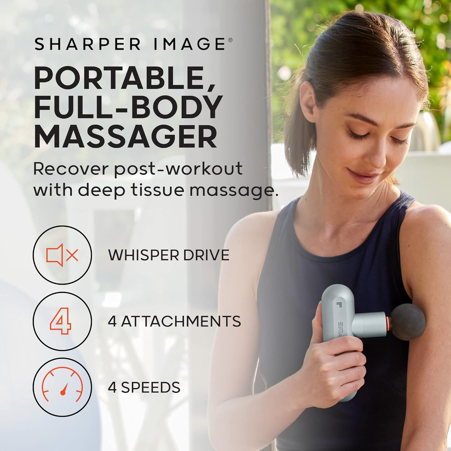 Sharper Image Powerboost Move - Mini pistola de masaje de percusión...