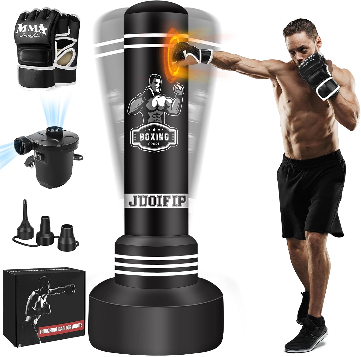 Saco de boxeo independiente para adultos, saco de boxeo de 70 pulga...