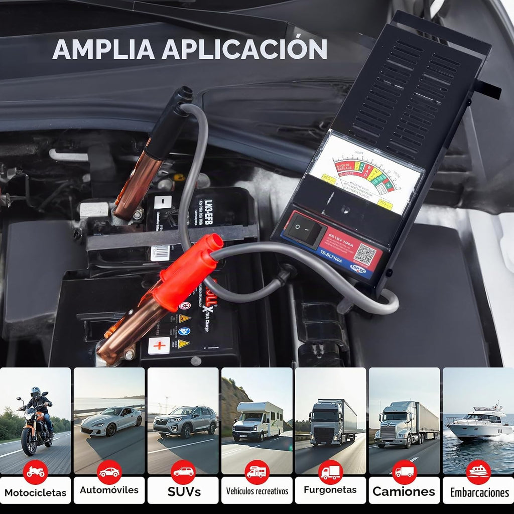 TOPDC Probador de Batería de Coche, 6V\/12V, Probador de Carga de B...