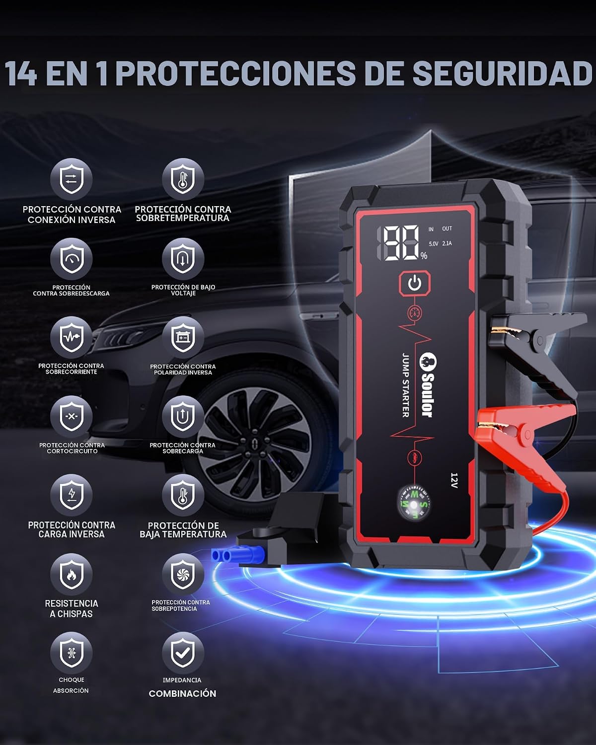 Arrancador de Batería, Arrancador de Batería Portátil, Arrancador d...