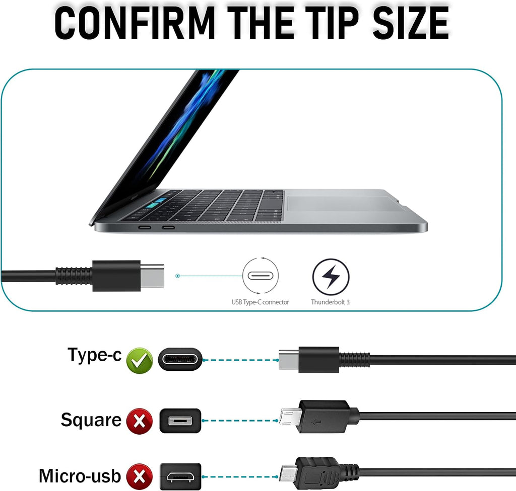 YBRUZRUB Cargador universal para portátil USB C de 65 W y 45 W, com...