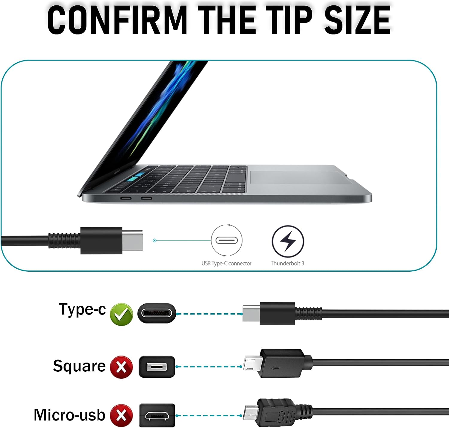 YBRUZRUB Cargador universal para portátil USB C de 65 W y 45 W, com...