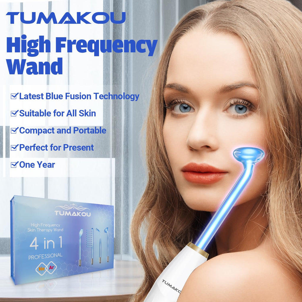 Dispositivo facial de alta frecuencia, varita facial TUMAKOU Blue d...