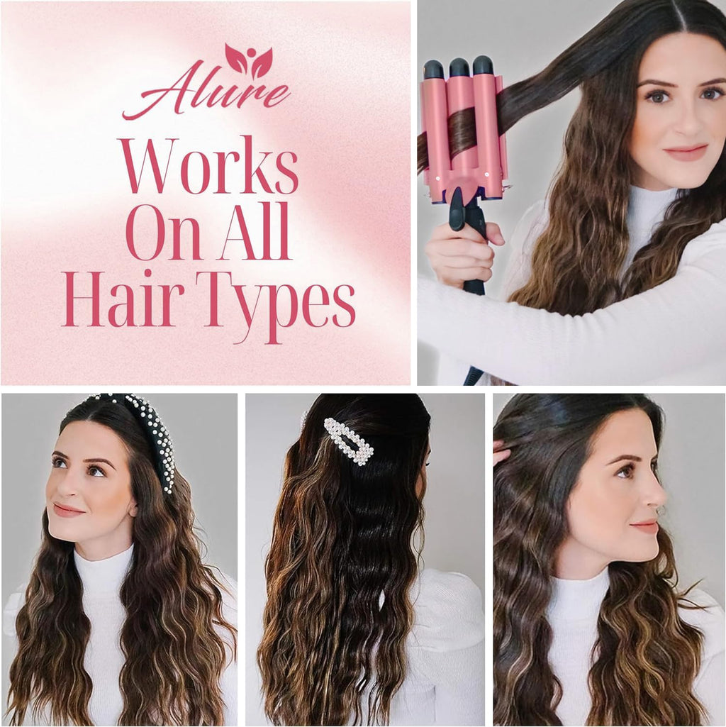 Alure Rizadora de Tres Barriles con Varita para Ondular el Cabello...