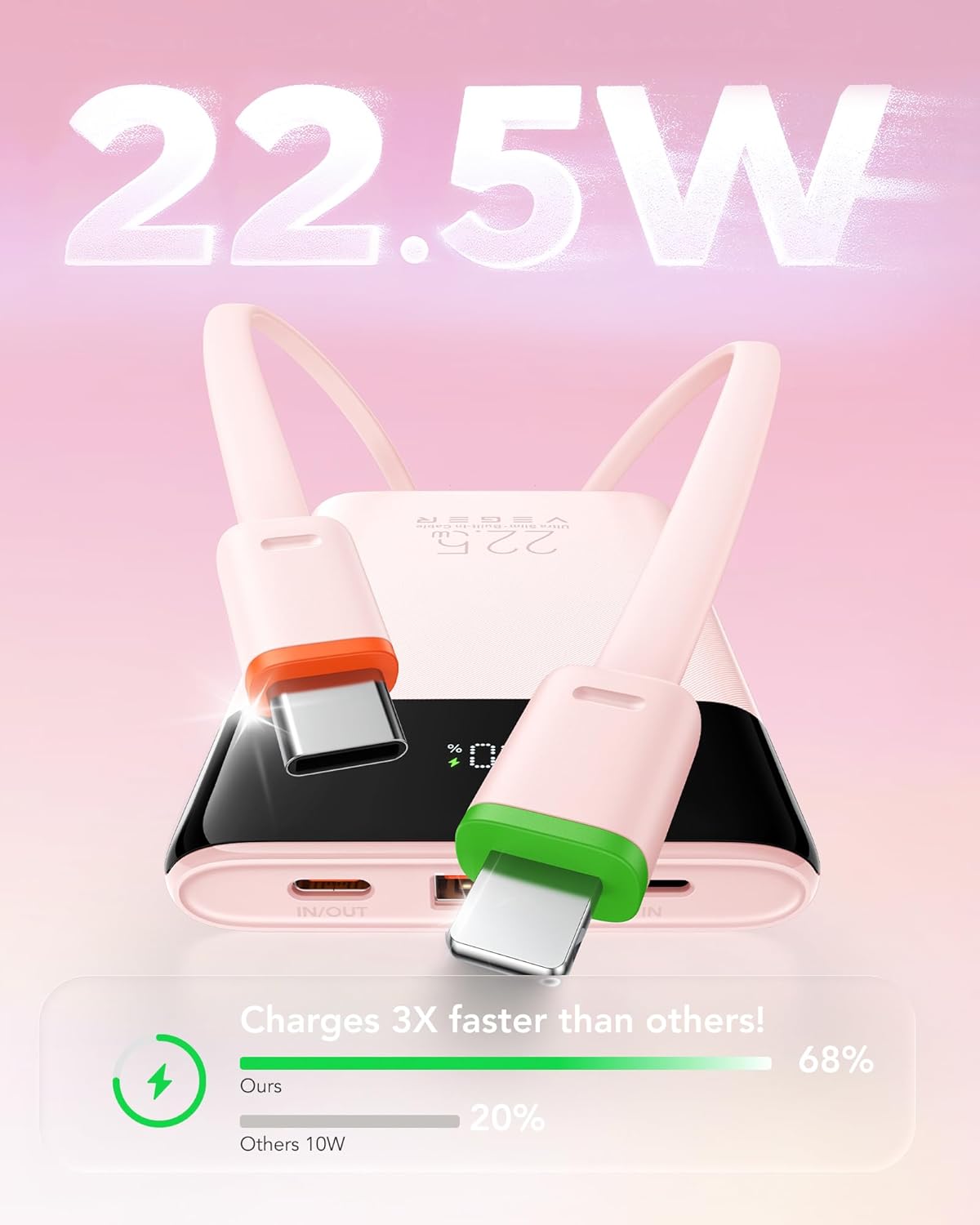 VEGER Cargador portátil de carga rápida de 22.5 W, banco de energía...