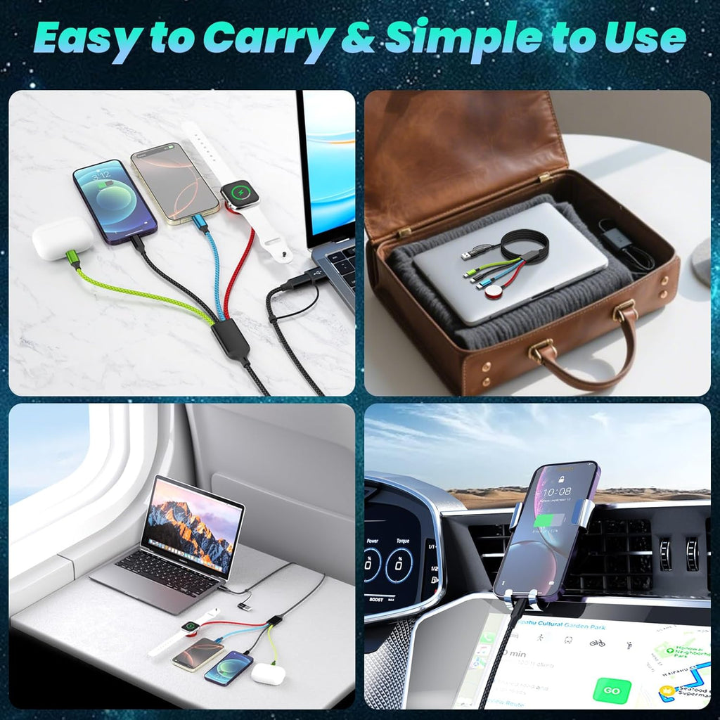 Firsting Travel Essentials - Cable de carga múltiple 4 en 2 para iW...