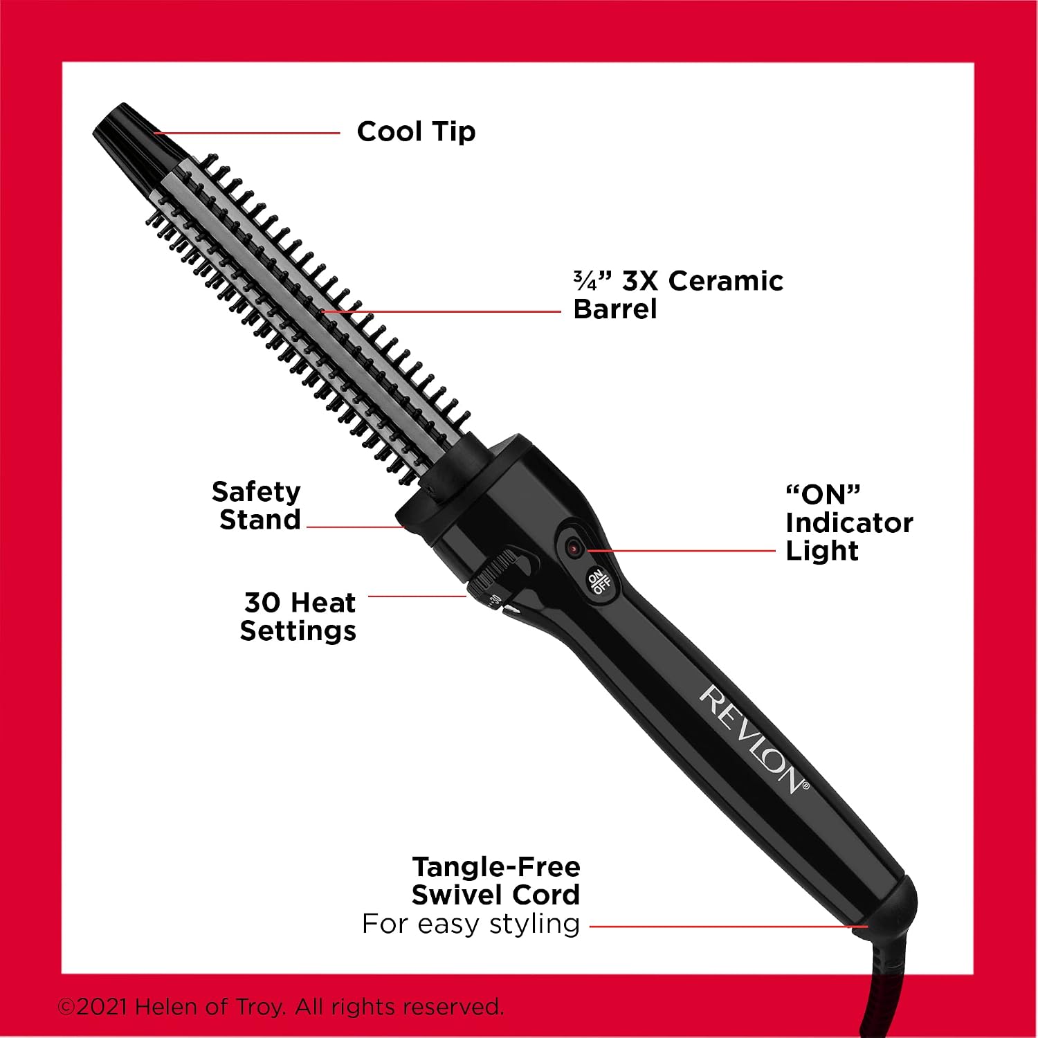 REVLON Perfect Heat - Cepillo para rizador de cerámica, negro, 3\/4...