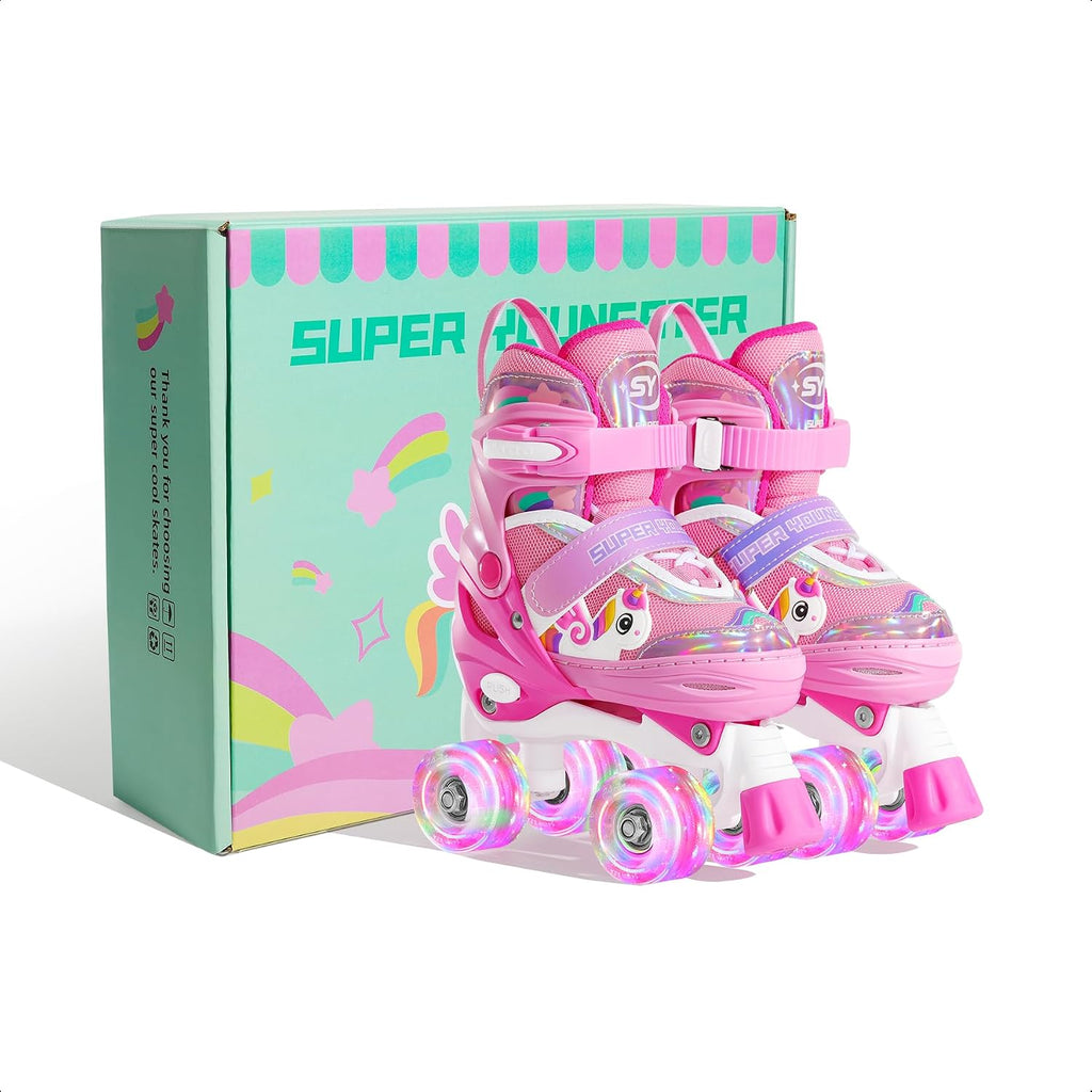 SUPER YOUNGSTER Patines de ruedas ajustables con luces LED para niñ...