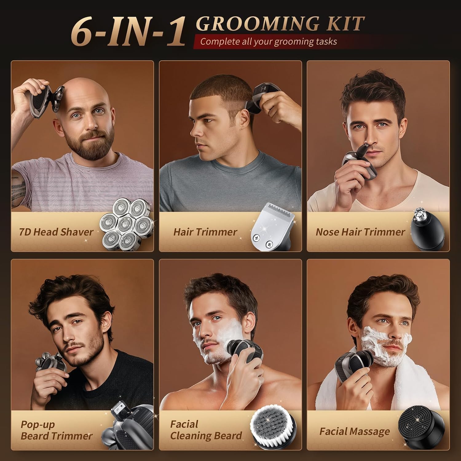 Afeitadoras de cabeza para hombres calvos, kit profesional de afeit...