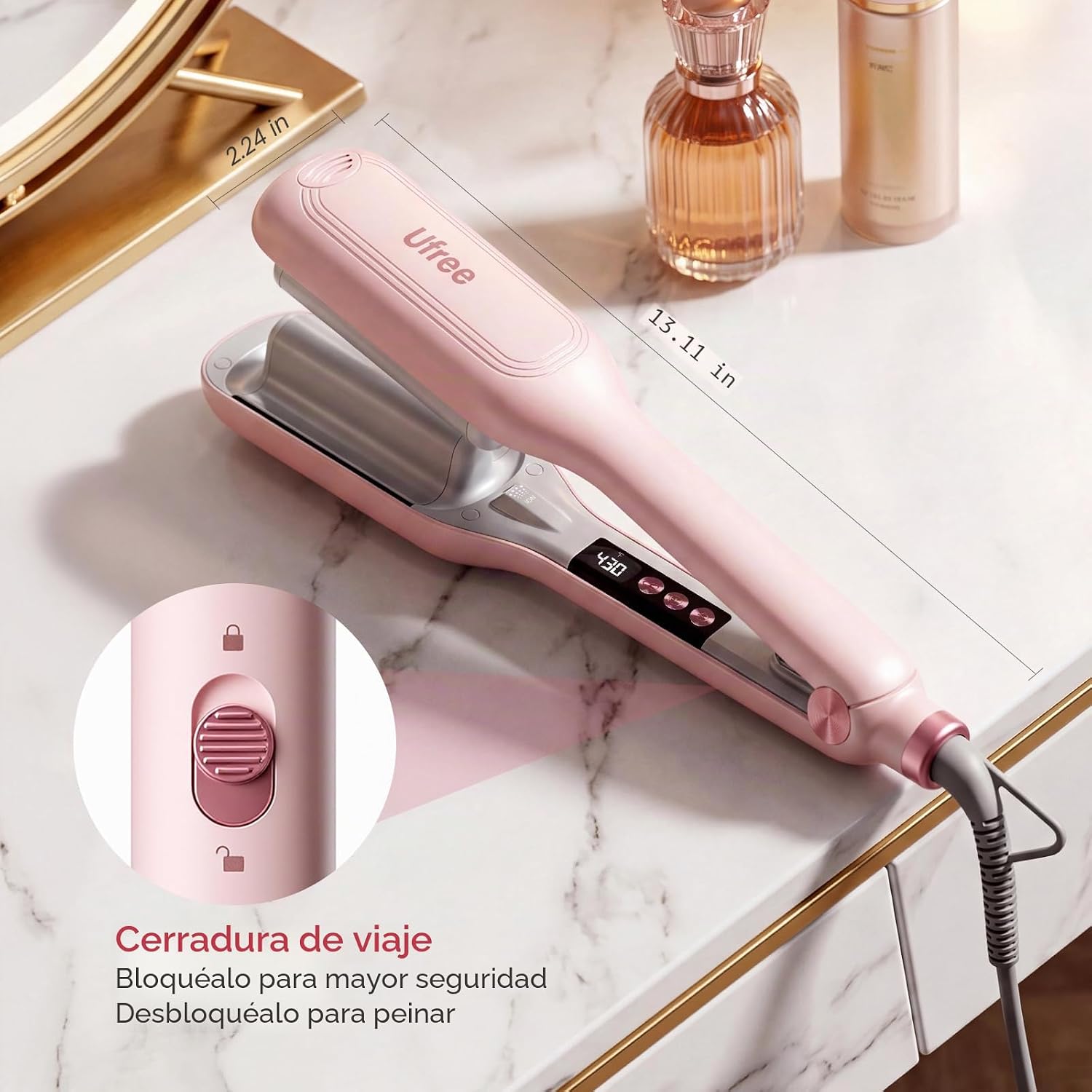 Ufree Engarzadora de cabello para mujer, rizador de pelo, ondulador...