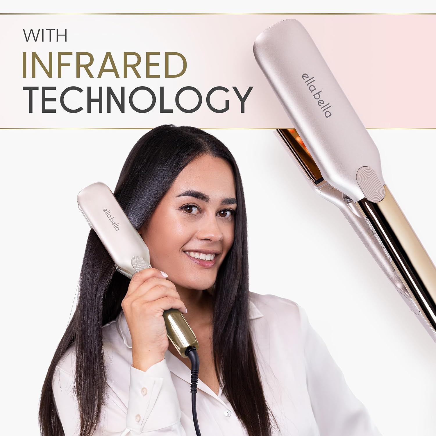 ELLA BELLA® Plancha plana de titanio para alisar el cabello (con in...
