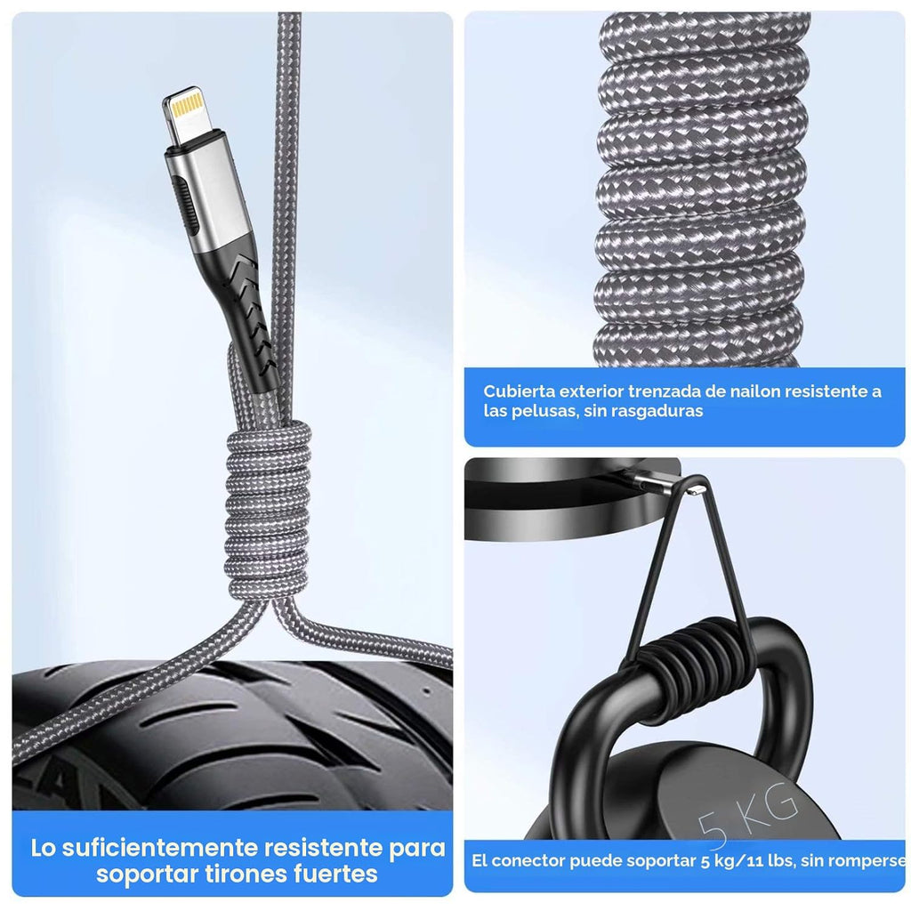 Durcord Cargador de iPhone, [certificado MFi] Paquete de 3 cables U...