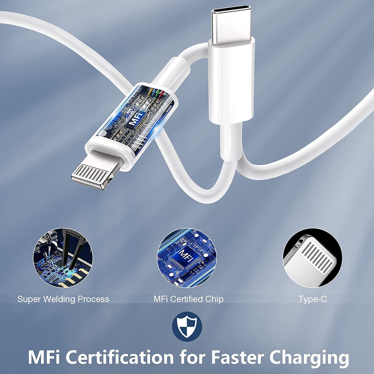 Cargador rápido para iPhone 13, 12, 11, paquete de 3 [certificado A...