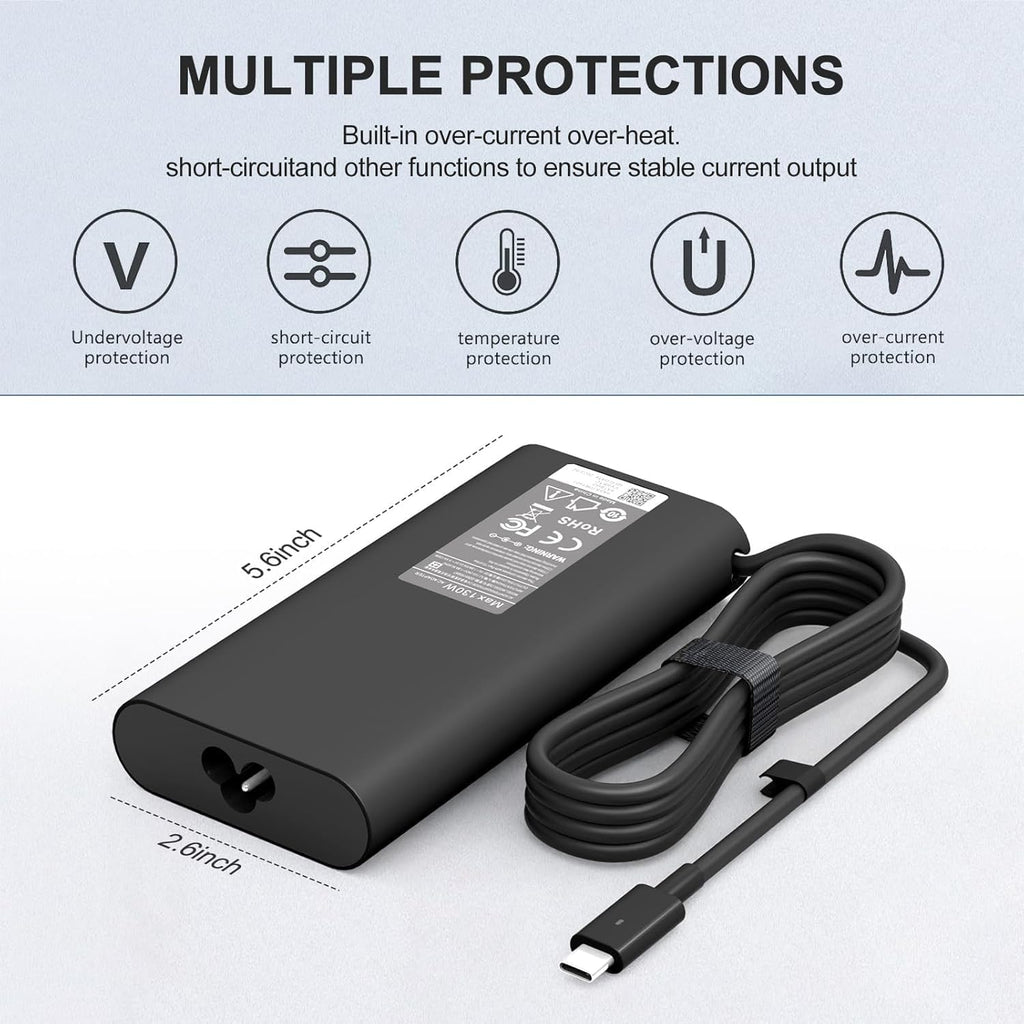 Repuesto para cargador de laptop Dell de 130 W, USB C, compatible c...