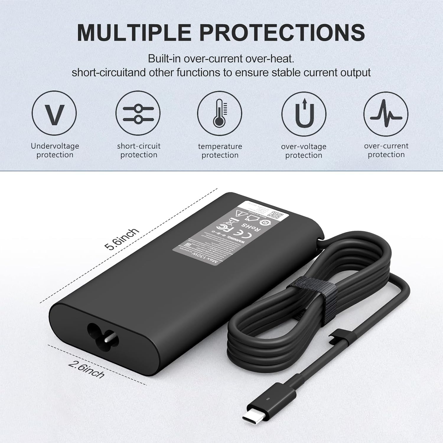 Repuesto para cargador de laptop Dell de 130 W, USB C, compatible c...
