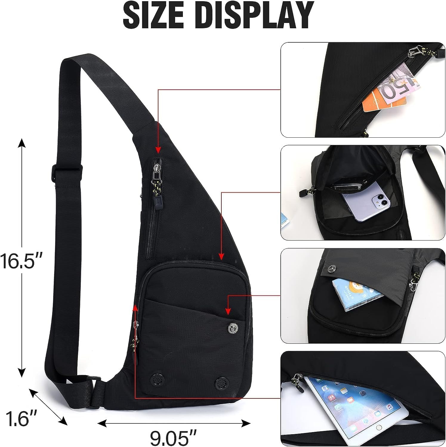 Peicees Bolso Bandolera Impermeable Bolsa Cruzada Para Hombres Moch...