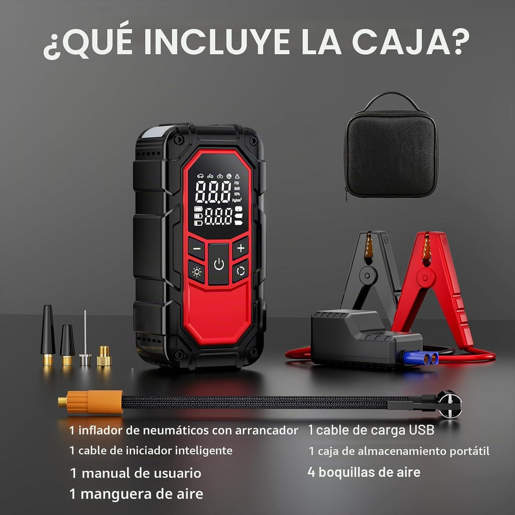 Arrancador con compresor de aire, batería de coche (gasolina 9.0\/6...