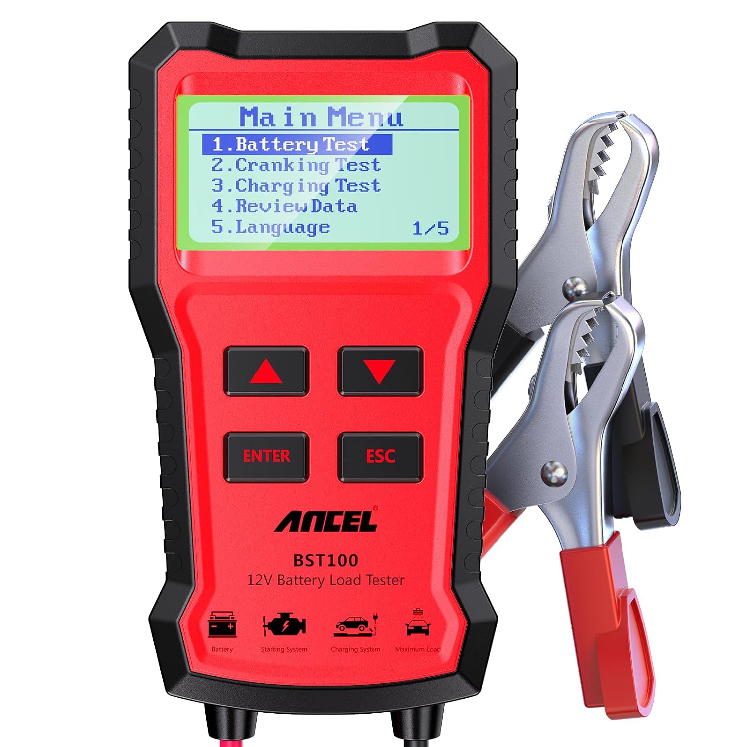 ANCEL BST100 - Probador de batería de coche de 12 V, 100-2000 CCA P...