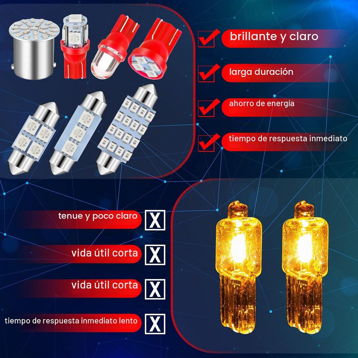 Frienda Juego de 70 piezas de luces interiores LED para automóvil,...