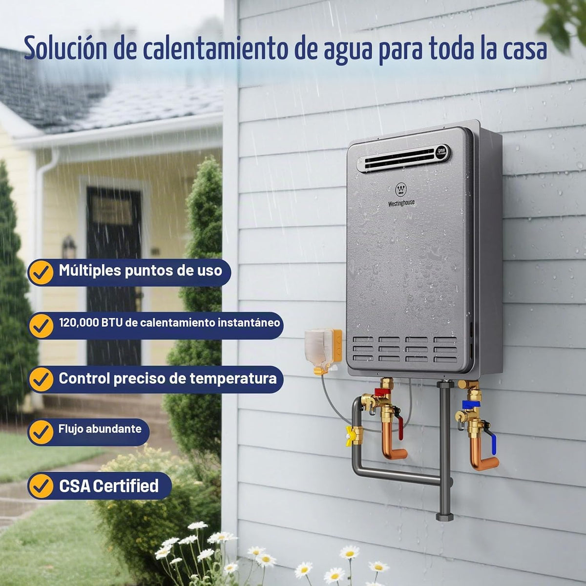 Westinghouse Calentador de agua sin tanque de gas natural de 120,00...