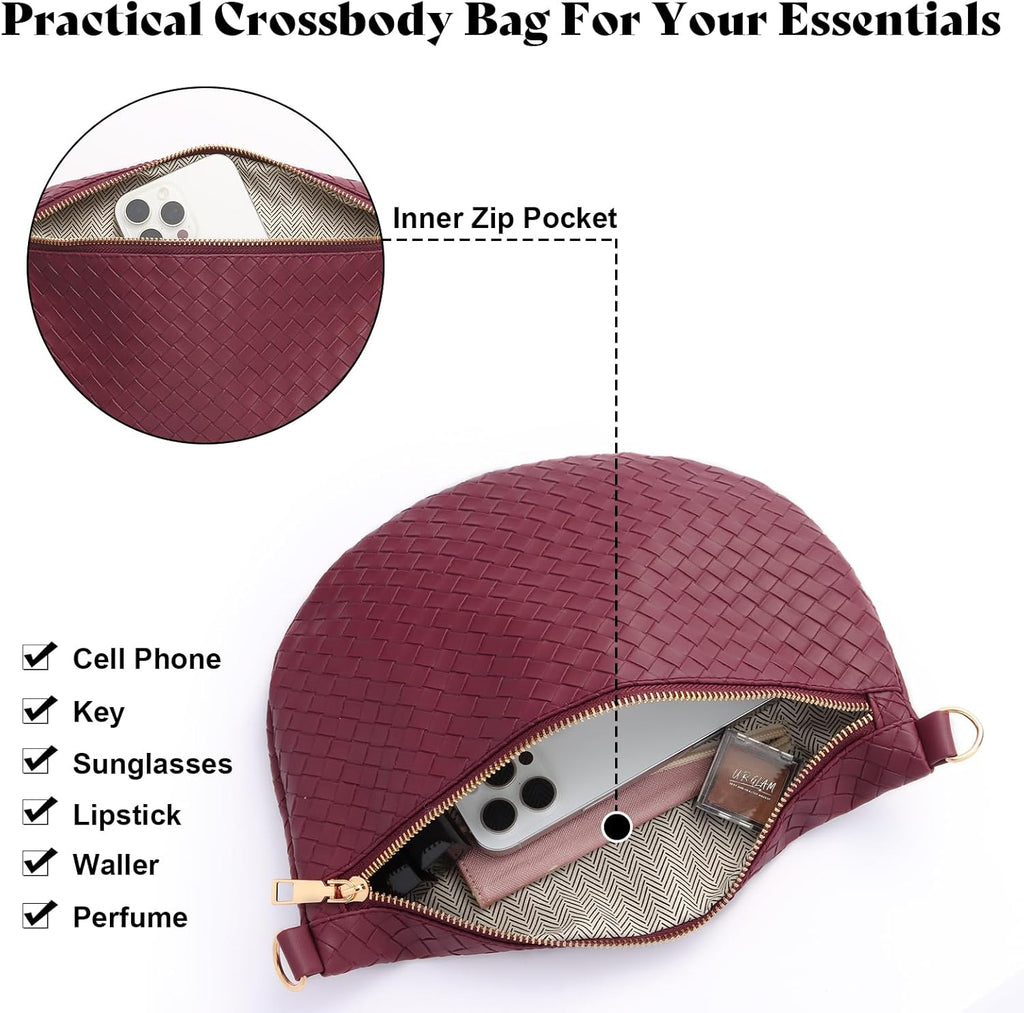 Bolsos cruzados tejidos para mujer, cinturón de cuero, riñonera, ca...