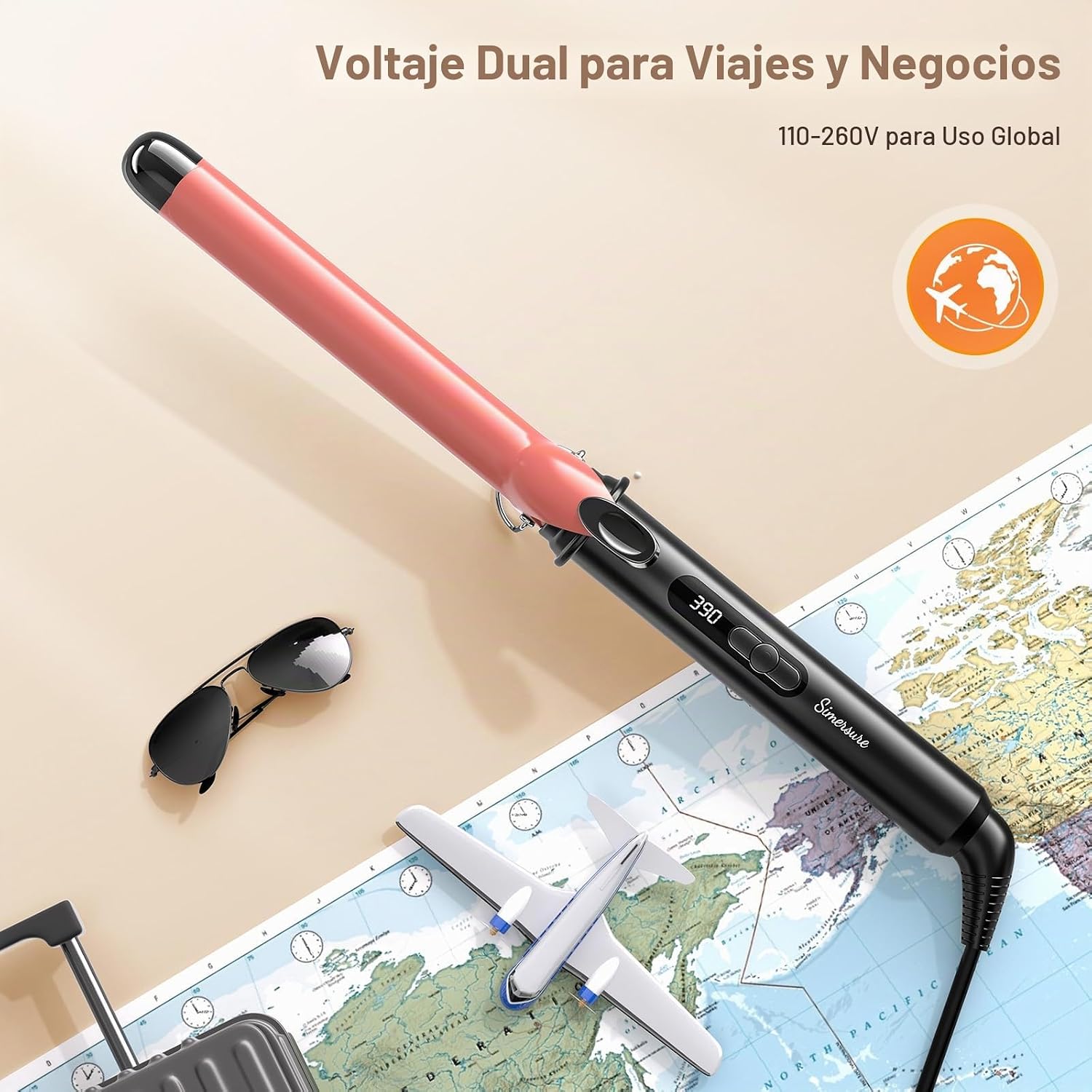Rizador de doble voltaje de barril de 1 pulgada de largo, herramien...