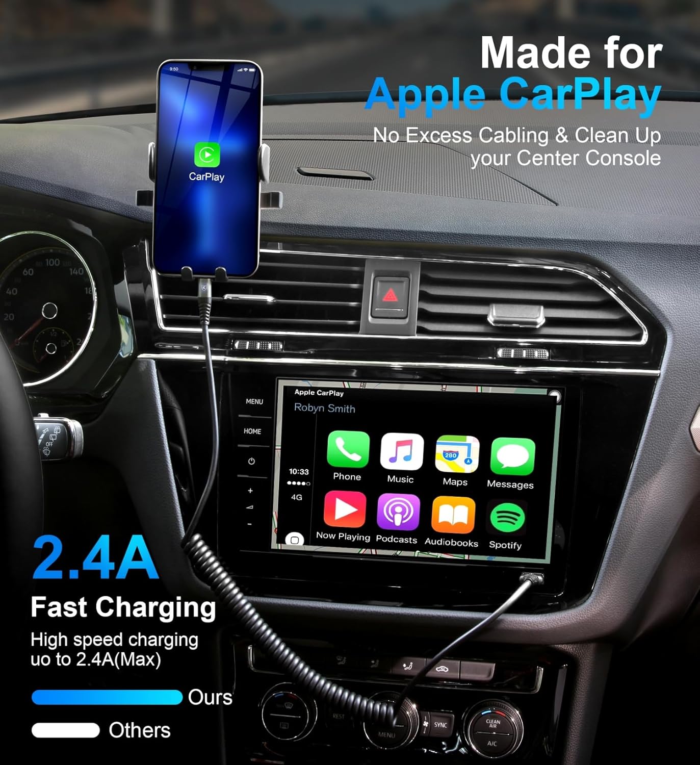 Cable de carga de iPhone para automóvil [3 pies + 6 pies], cable Li...