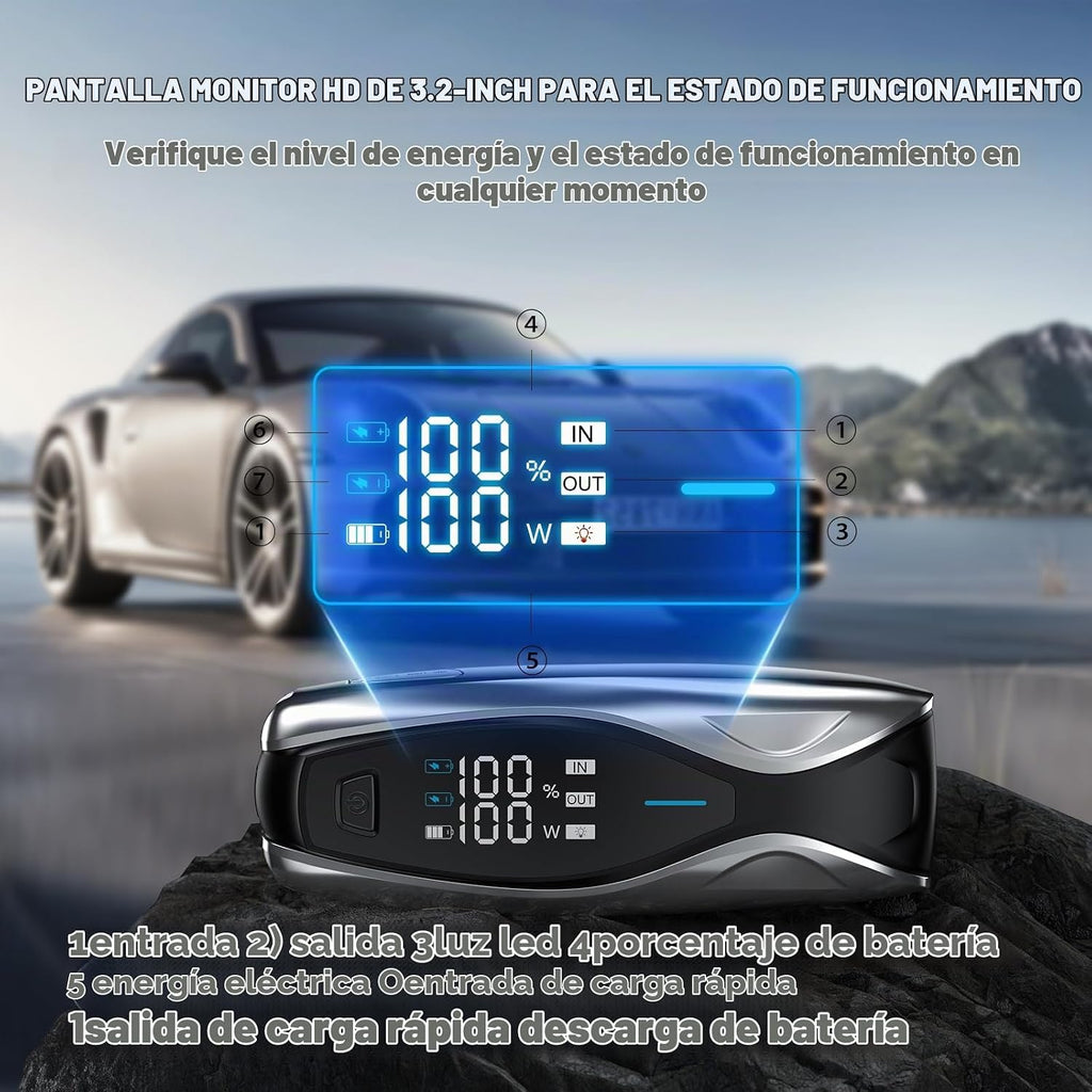 NEXPOW Arrancador de coche X7 3000A, batería portátil de 12 V con c...