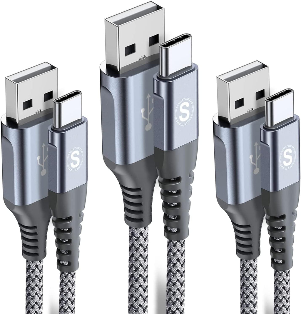 sweguard Cable de carga USB tipo C [3 unidades, 10 pies + 6.6 pies...