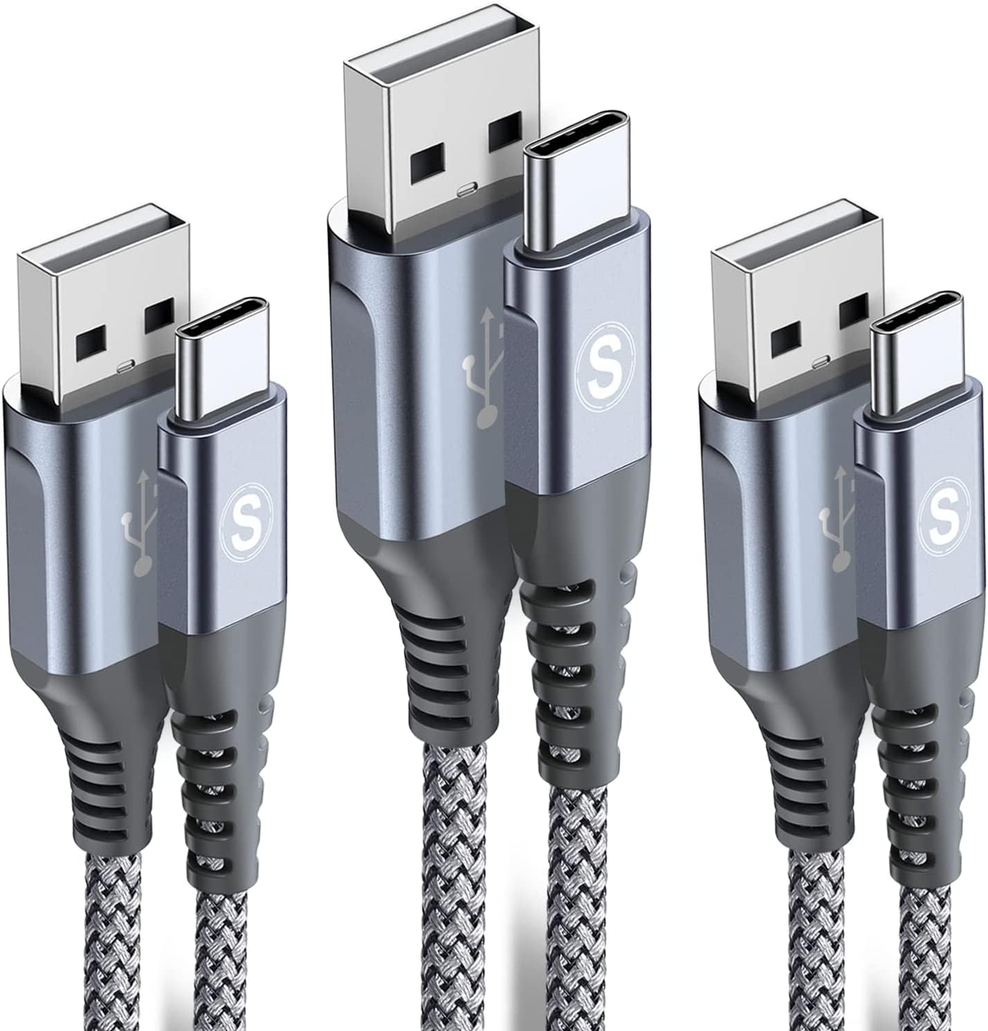 sweguard Cable de carga USB tipo C [3 unidades, 10 pies + 6.6 pies...
