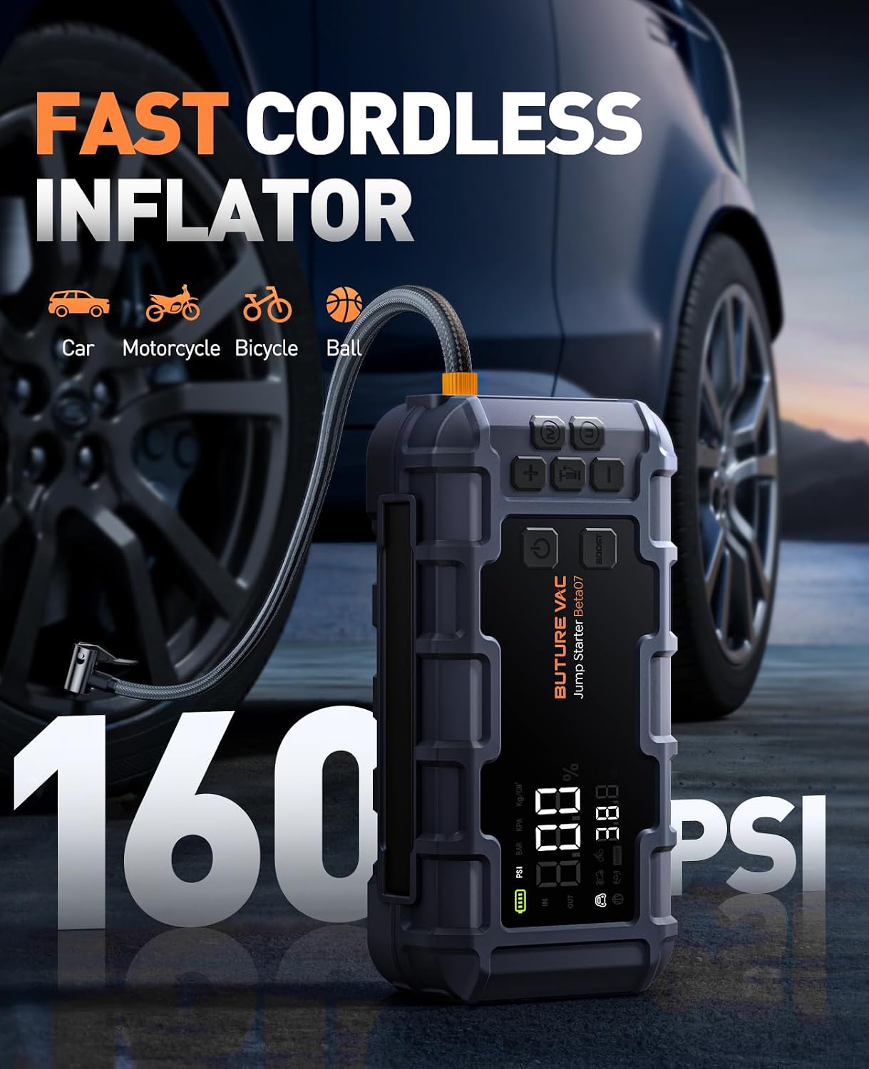 Arrancador de batería de coche portátil 10 en 1 con compresor de ai...