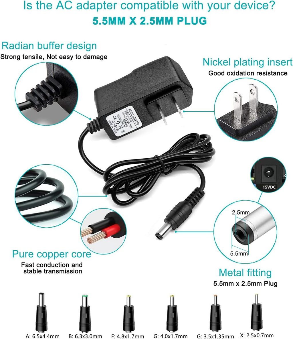 Adaptador de Carga DC 15V 1A, Cable de Carga para Boosteador de Bat...