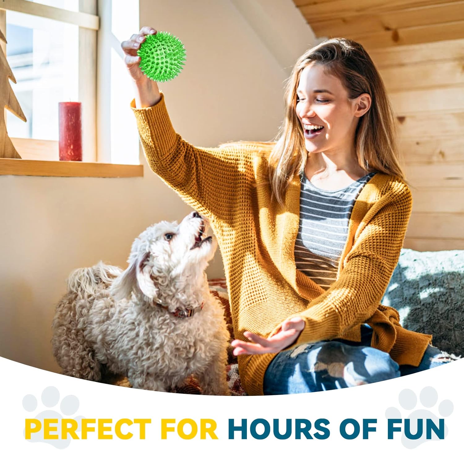 SHARLOVY Pelota de juguetes para perros grandes de 3.5", paquet...