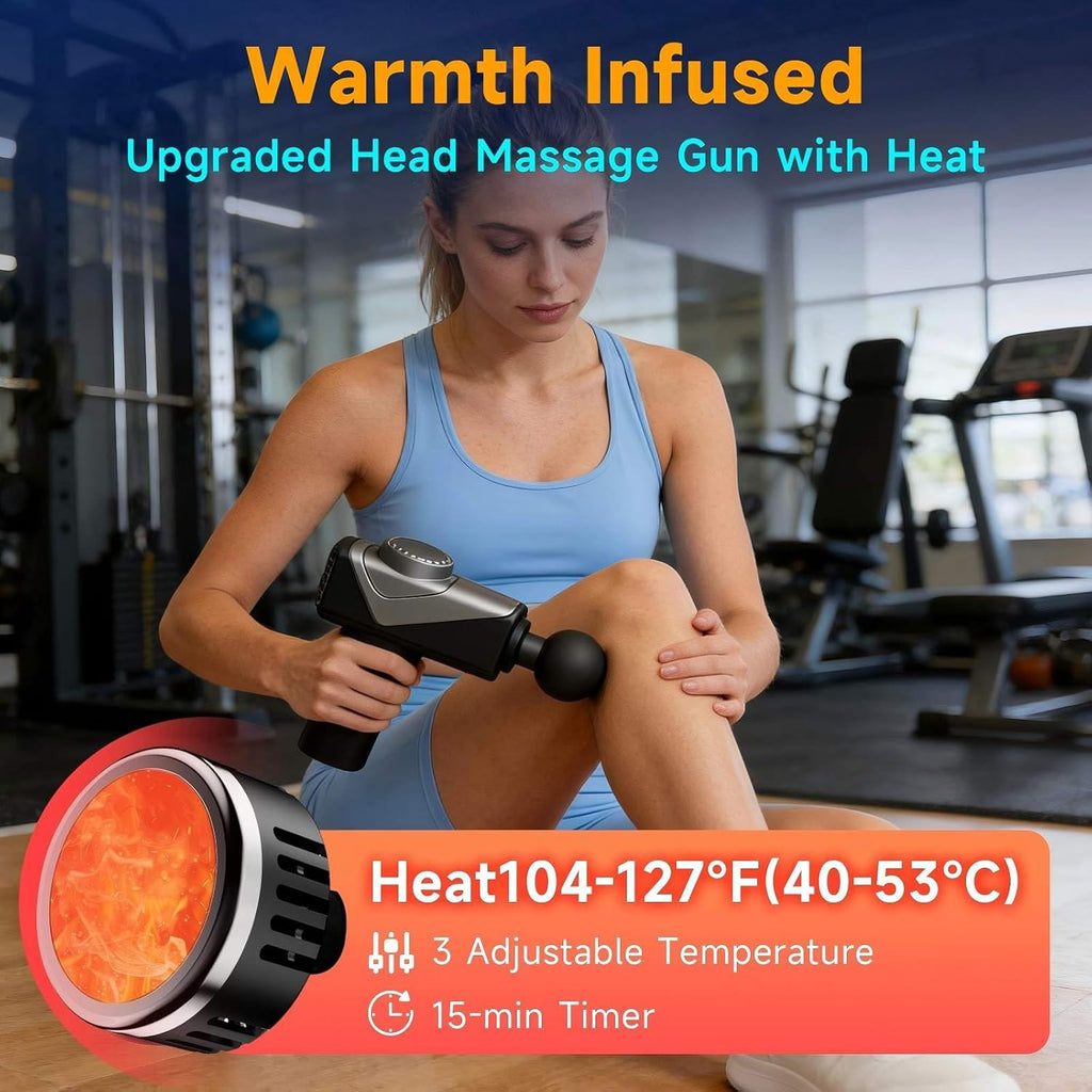 JOYSUWERUN Pistola de masaje con calor, mini masajeador de mano par...