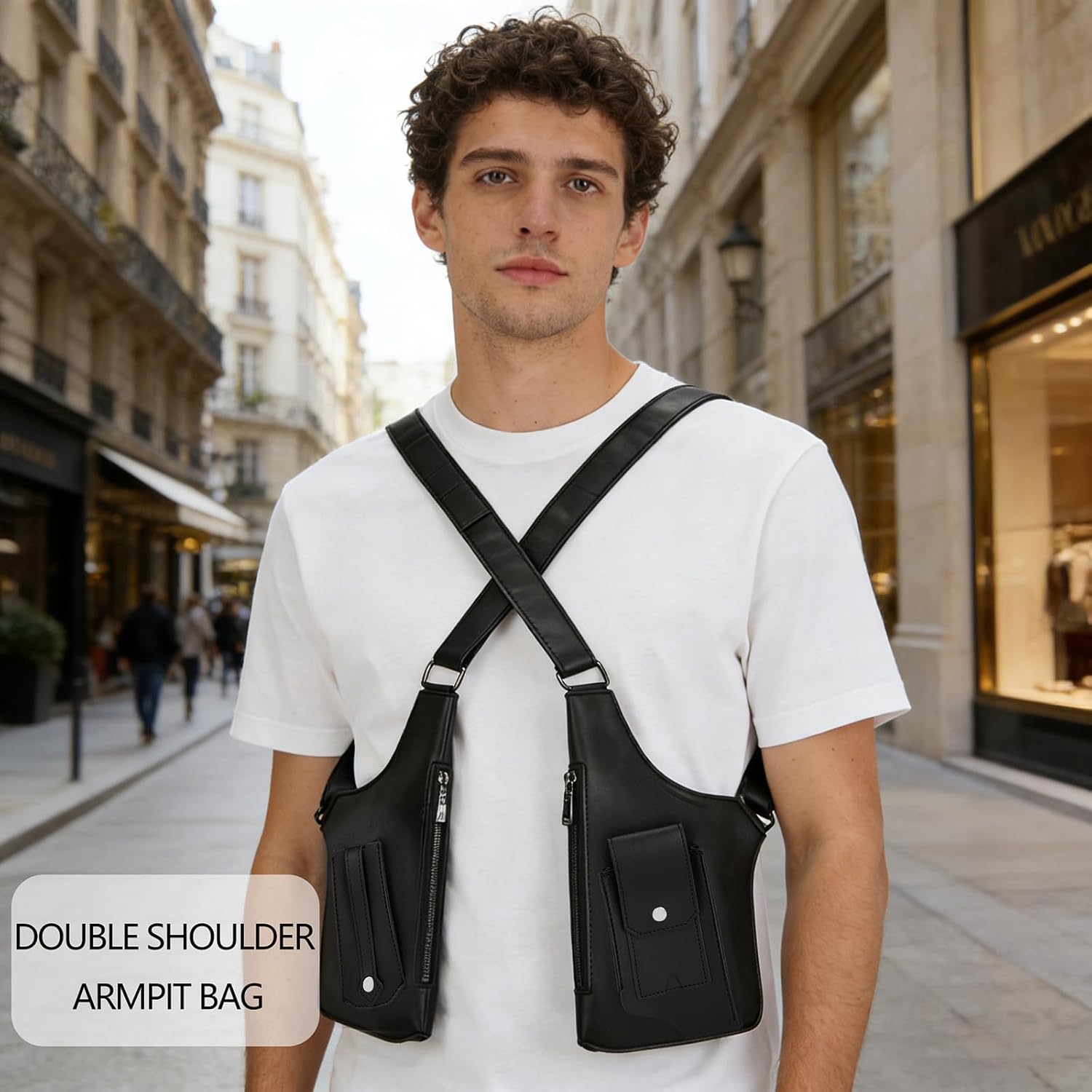 GLAMZLELE Bolsa de axila de doble hombro para hombre, para el pecho...