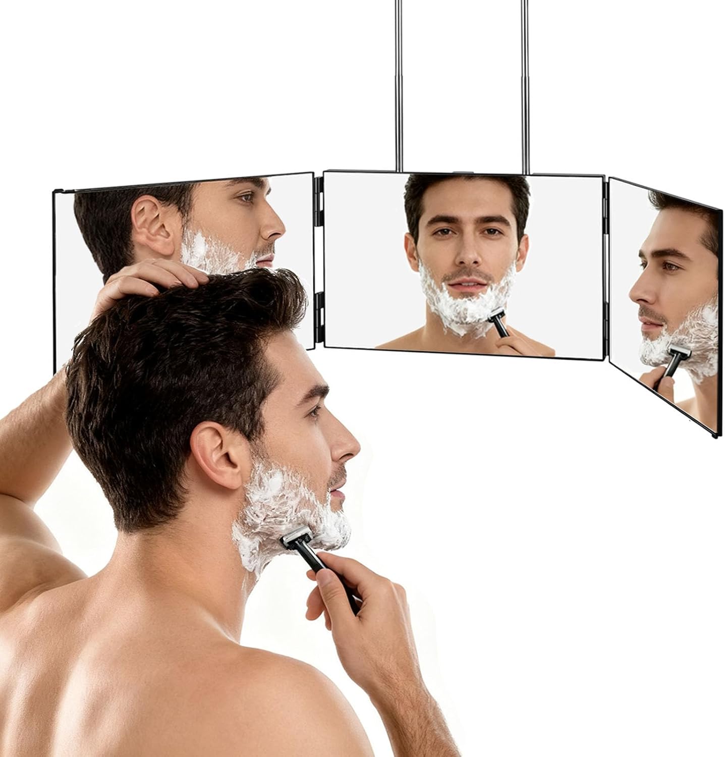 LMZNXCZ Espejo de 3 vías para corte de pelo propio, cortes de pelo...