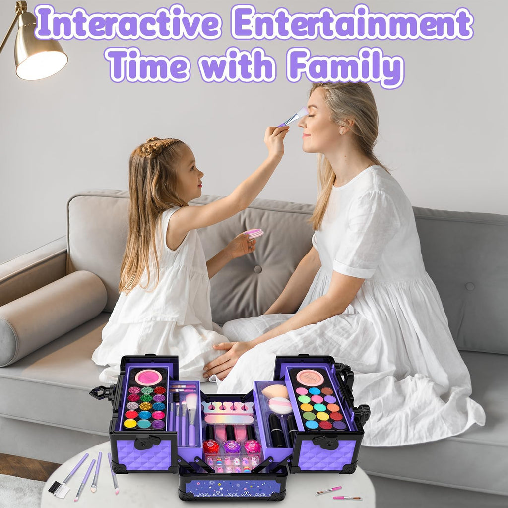 Hollyhi Juego de 59 piezas de maquillaje para niñas, juego de jugue...
