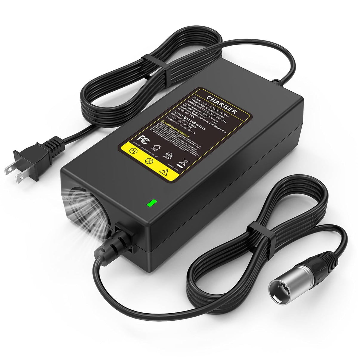 Cargador de batería con conector XLR macho de 3 pines de 24V 5A par...