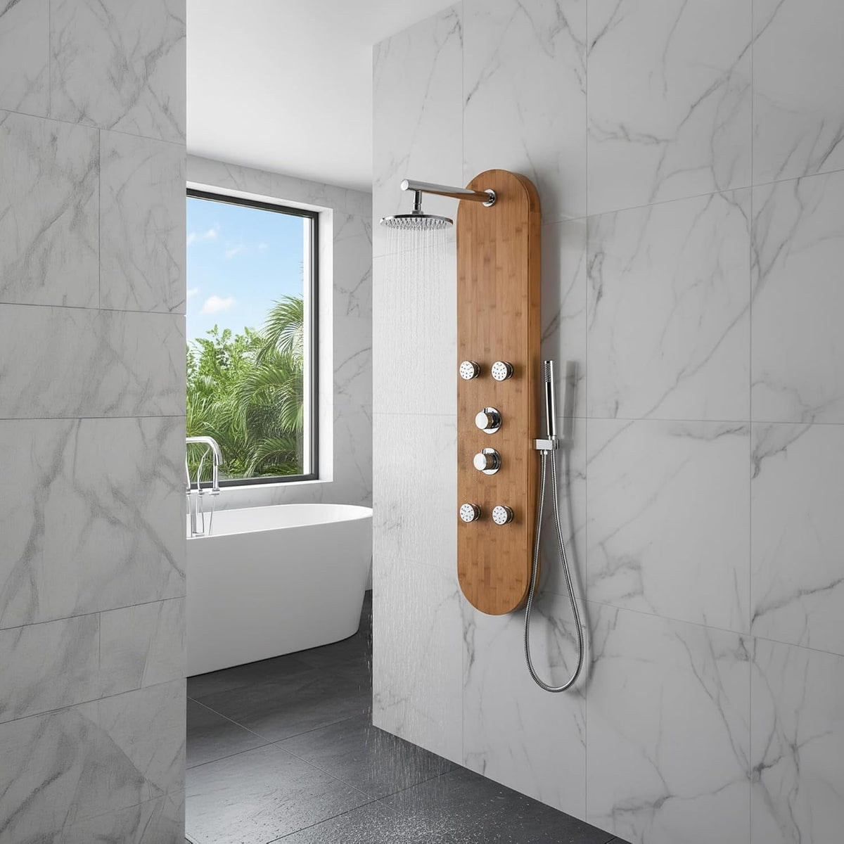 ANZZI 52" panel de ducha, serie de la grúa, panel de ducha de c...