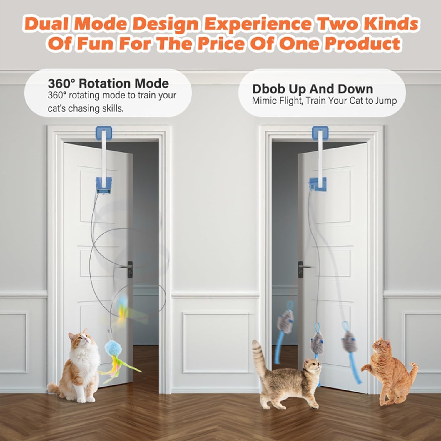 HAPPYCODE Juguete interactivo para gatos, pájaro aleteado y pluma g...