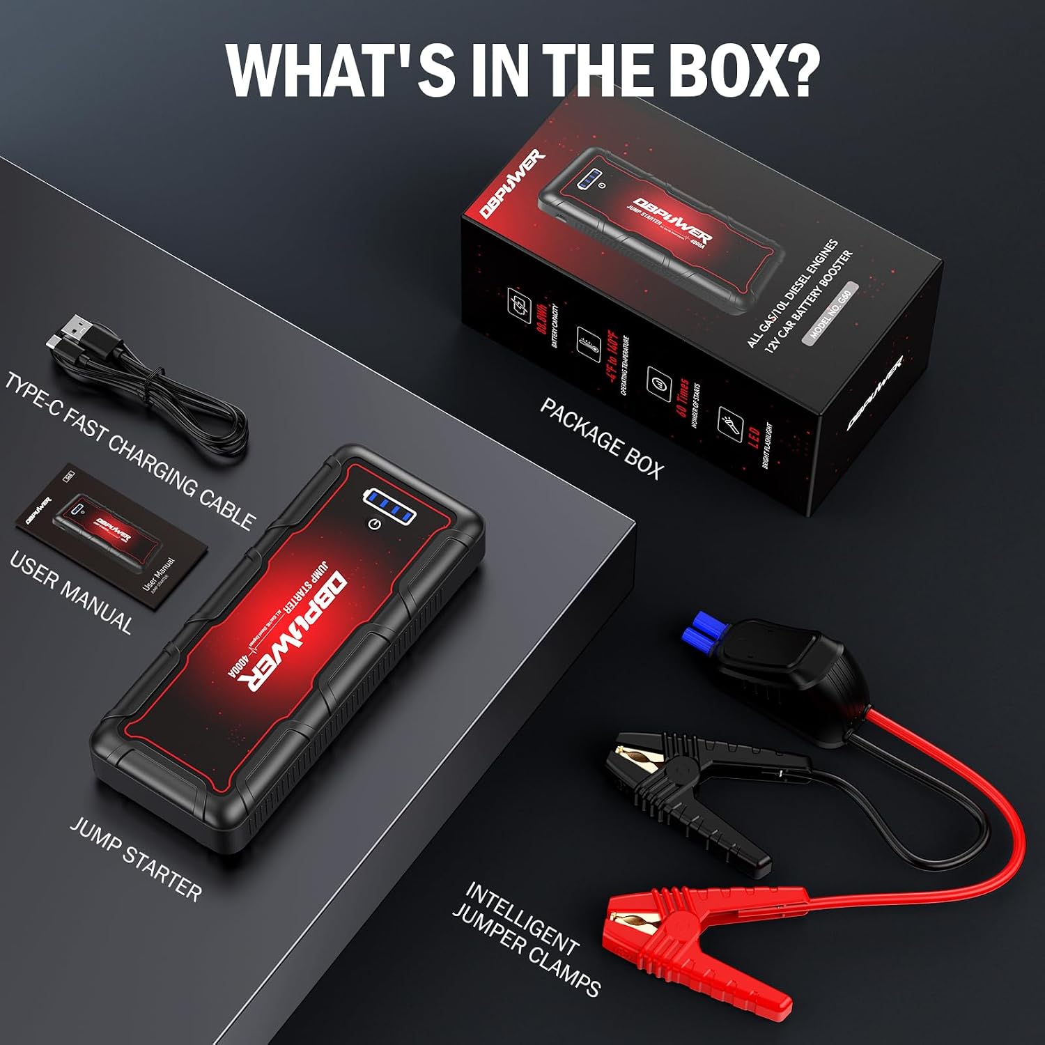 DBPOWER - Arrancador para automóvil de 4000 A pico de 88.8 Wh portá...