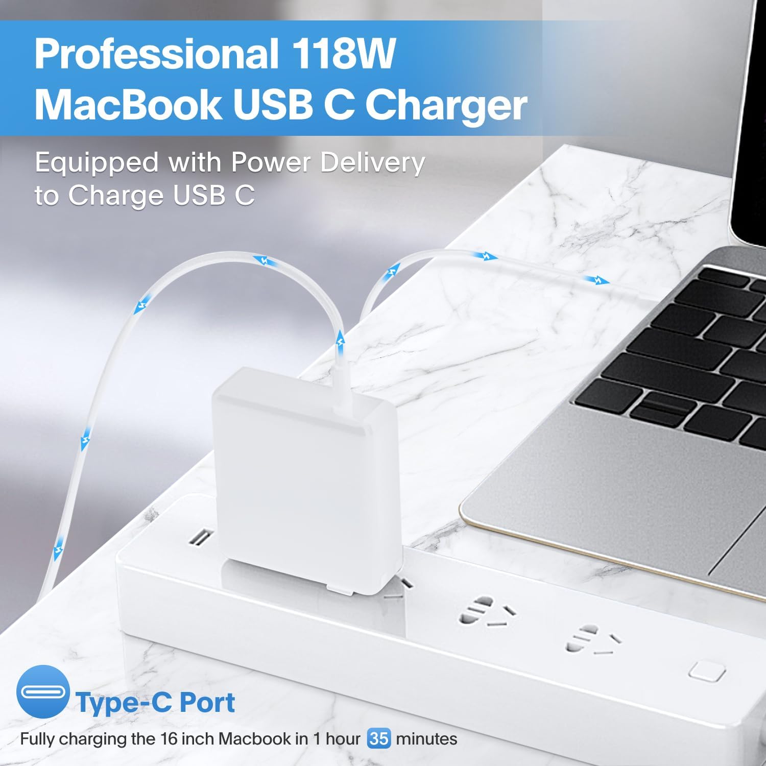 Cargador Mac Book Pro - Cargador USB C de 118 W, cargador rápido co...
