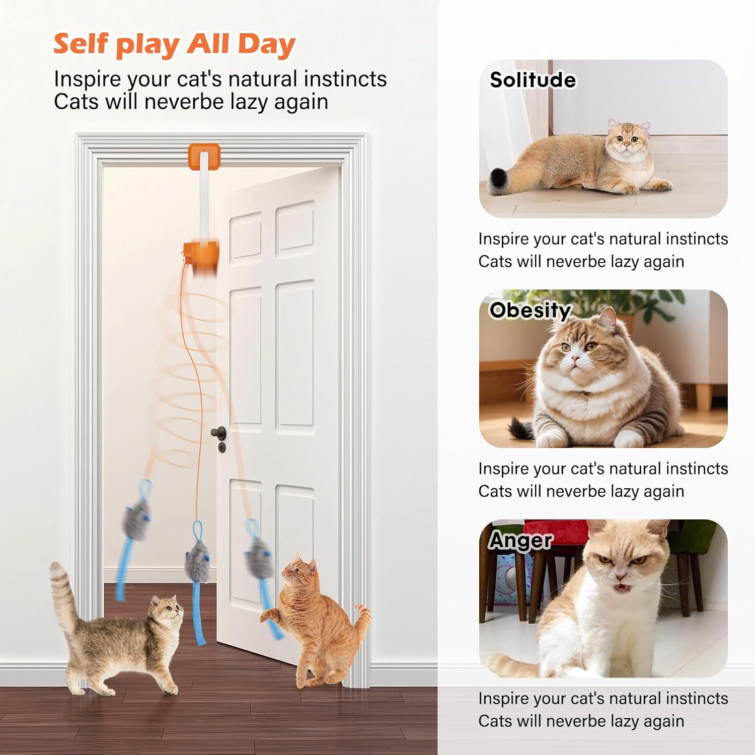 HAPPYCODE Juguete interactivo para gato, ave aleteante y teaser de...