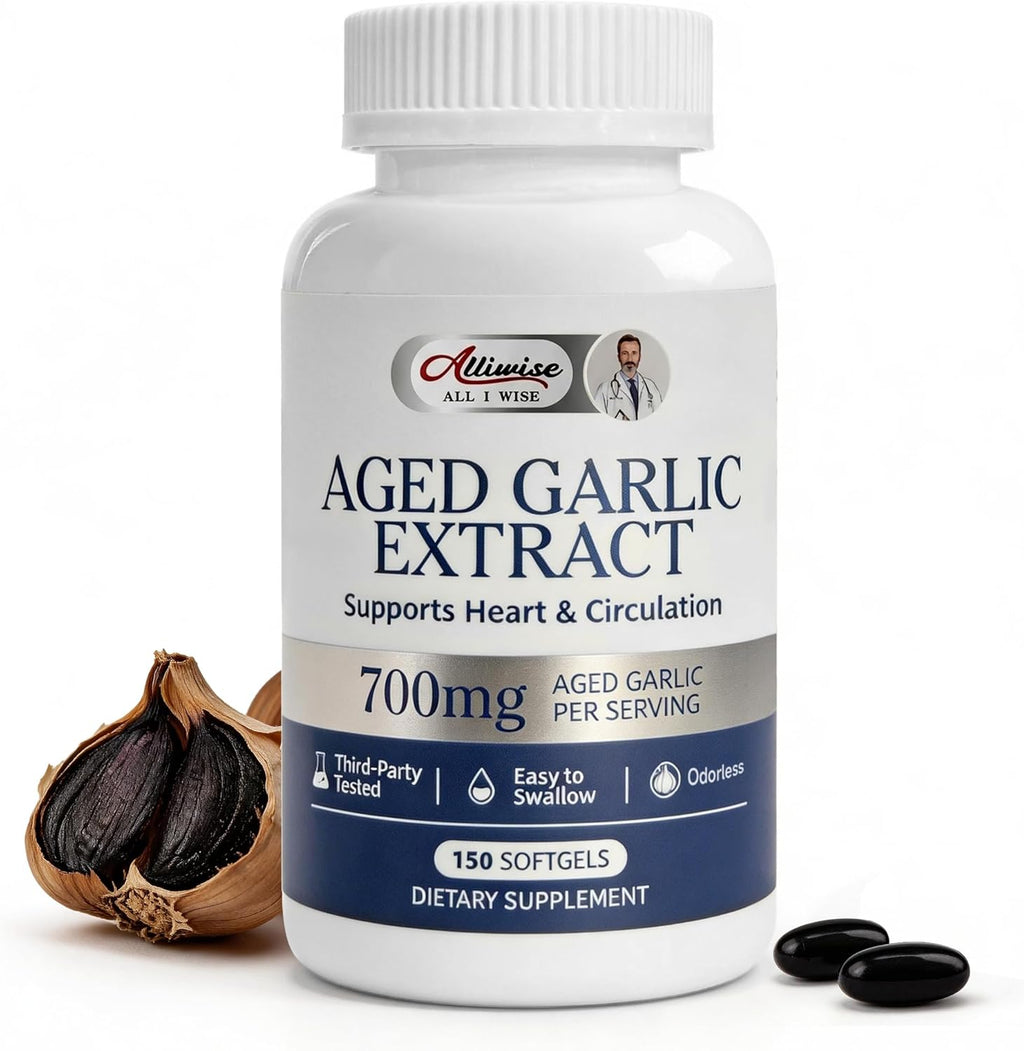 Alliwise Extracto de ajo negro envejecido de 700 mg con vitamina D3...