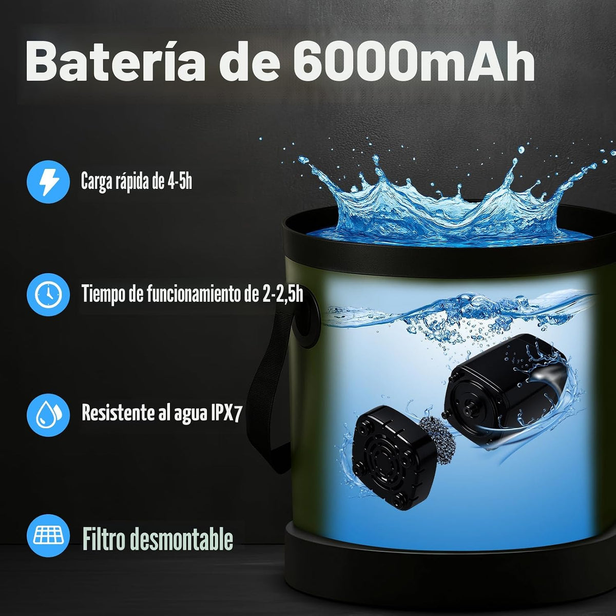 Ducha portátil para acampar, bomba de ducha portátil recargable de...