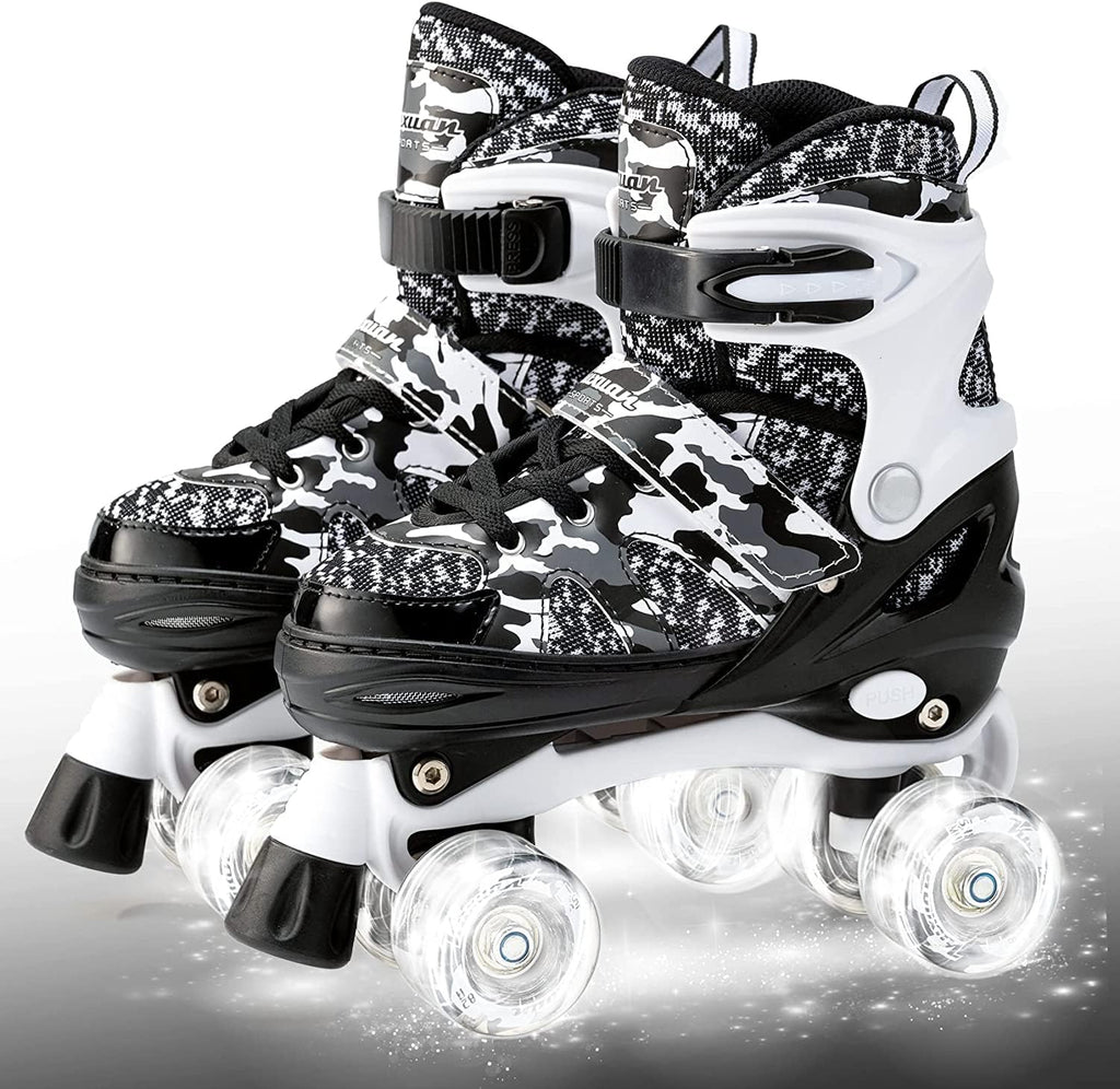 Kuxuan Skates - Patines ajustables de camuflaje para niños y niñas,...