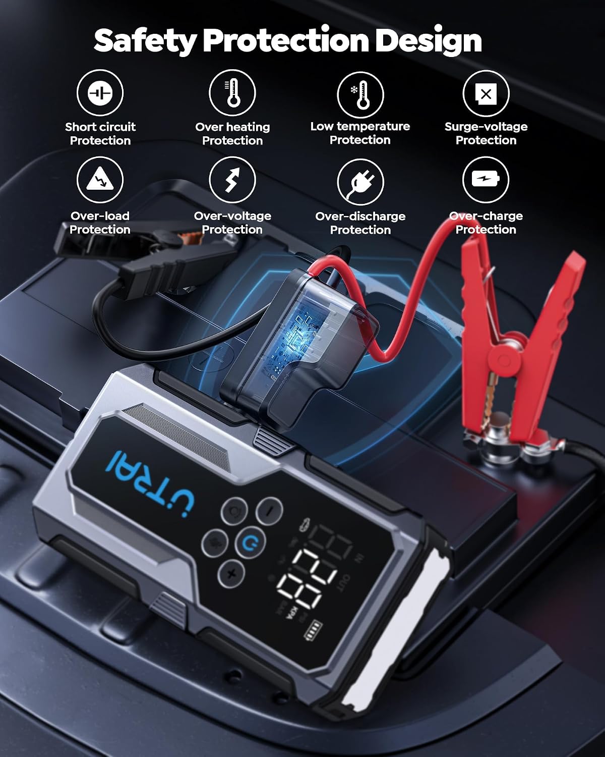 UTRAI - Arrancador de coche con compresor de aire, 4000A 150PSI, ar...