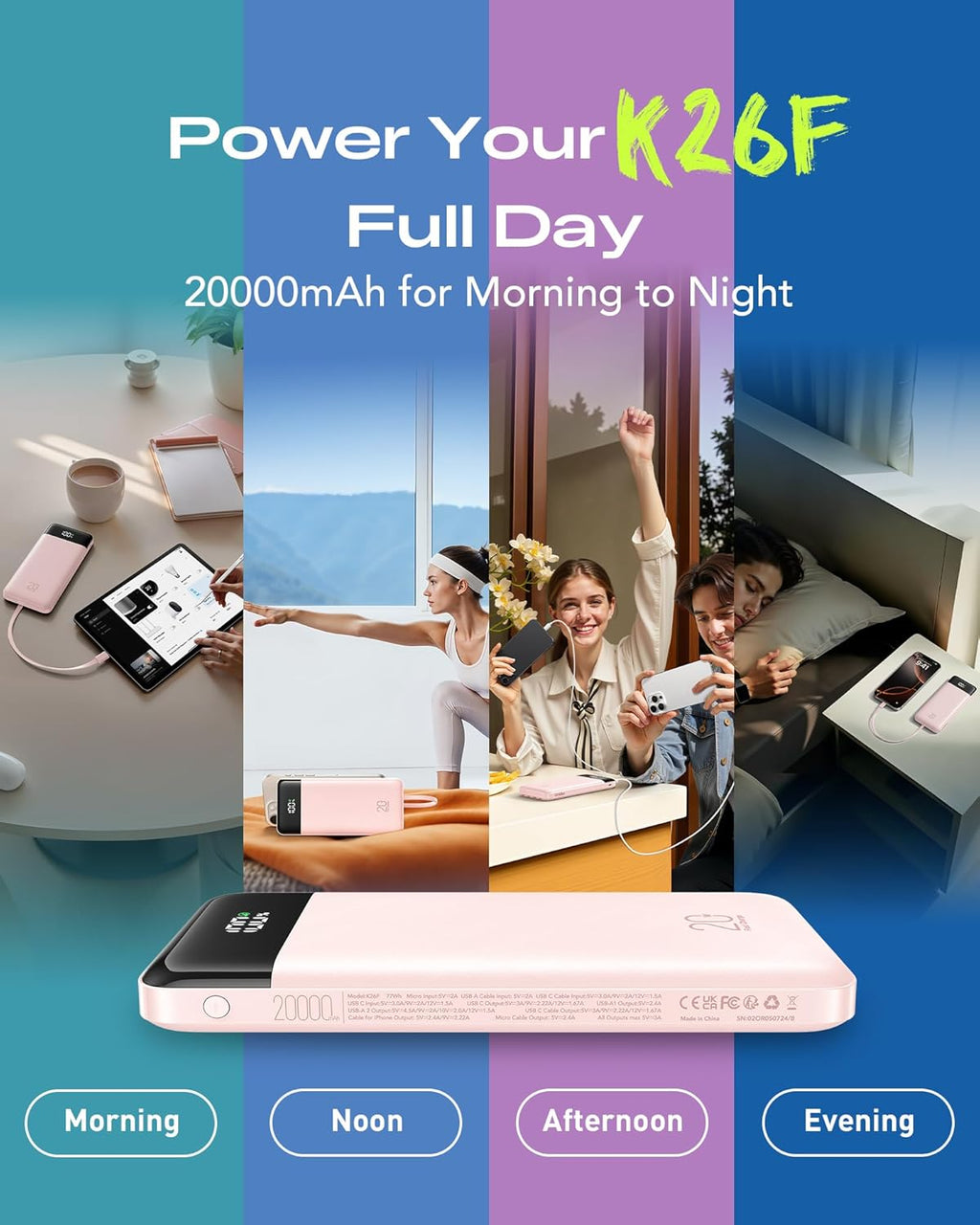 Orfeika Banco de Energía de 20000mAh con Carga Rápida, Cargador Por...